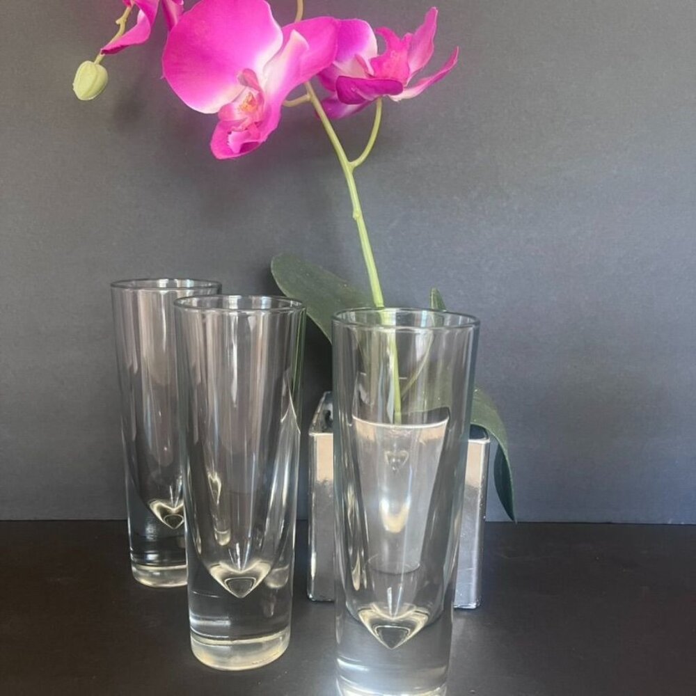 Set Of 3 Vintage Carlo Moretti Hand Blown Bullet Glasses Italy 1980s Murano